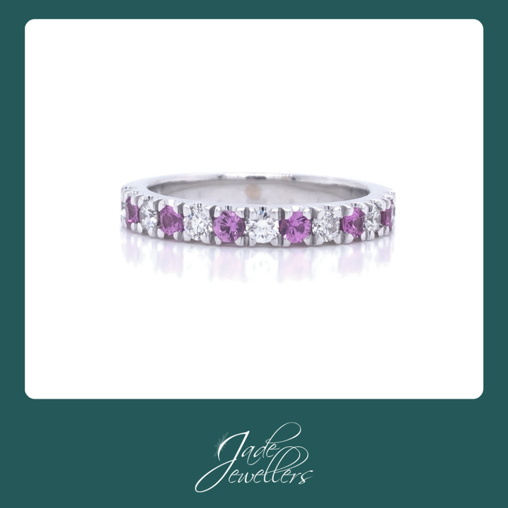 Custom Made 18ct White Gold Sapphire & Diamond Wedding Ring