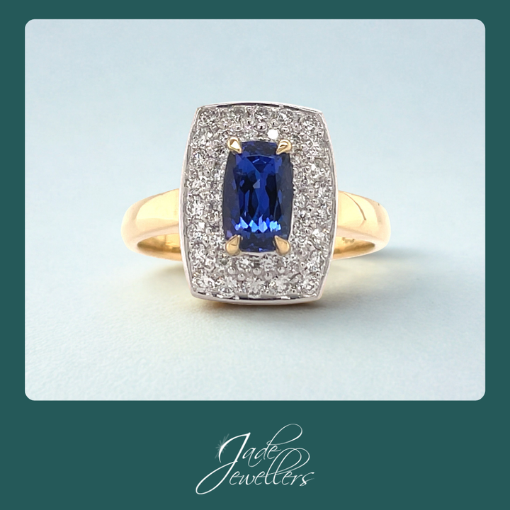 Custom Made 18ct Yellow & White Gold Tanzanite & Diamond Ring