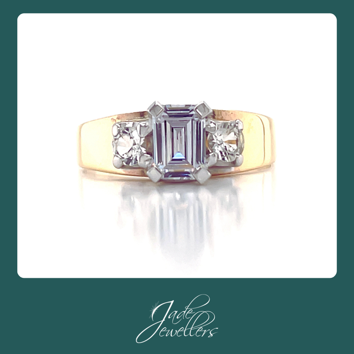 Restored 9ct Yellow & White Gold Cubic Zirconia Ring