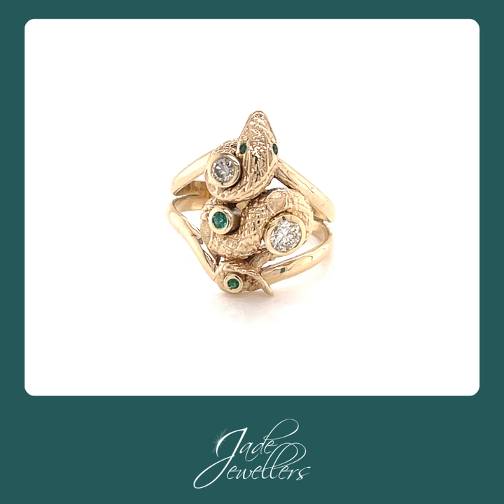 Restored 9ct Yellow Gold Snake Ring