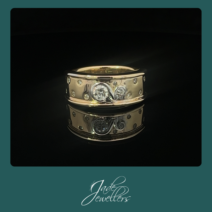 Custom Made 9ct Yellow Gold Diamond Ring