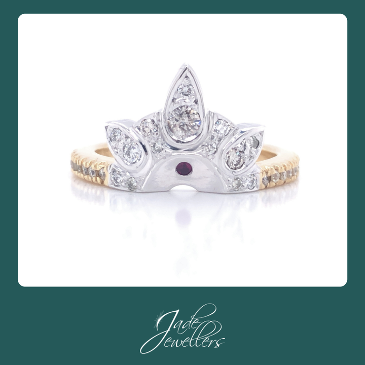 Custom Made 18ct Yellow & White Gold Diamond Wedding Ring