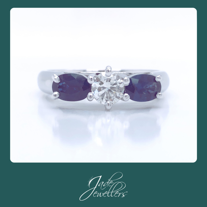 Custom Made 18ct White Gold Sapphire & Diamond Ring