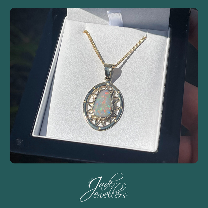 Custom Made 9ct Yellow Gold Opal Pendant
