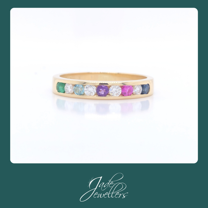 Custom Made 18ct Yellow Gold Multi Stone Ring