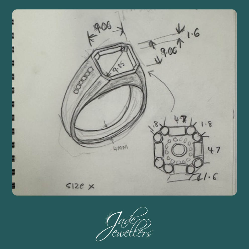 Custom Made 9ct White Gold Diamond Gents Ring