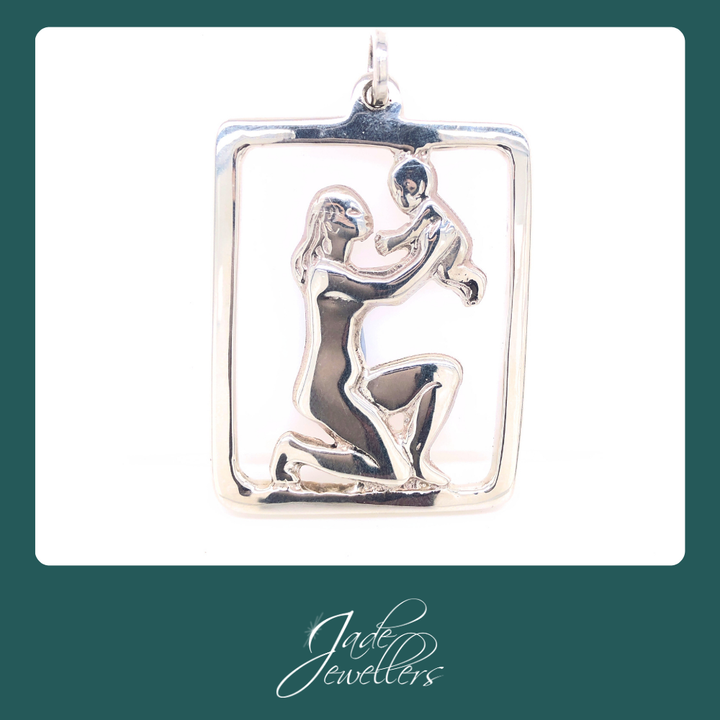 Custom Made Sterling Silver Mother & Baby Pendant