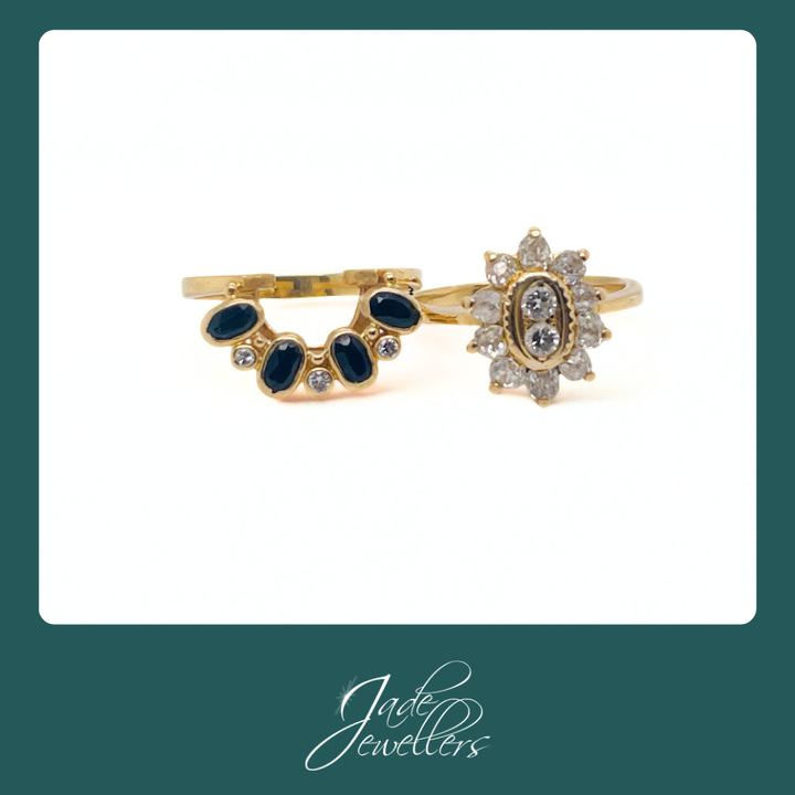 Custom Made 9ct Yellow Gold Sapphire & Diamond Rings