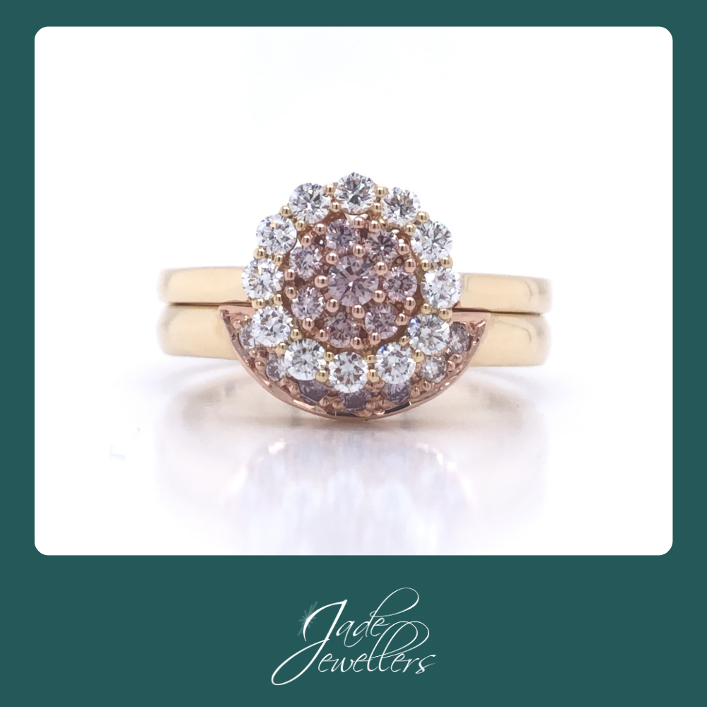 Custom Made 18ct Yellow & Rose Gold Pink Diamond Wedding Ring