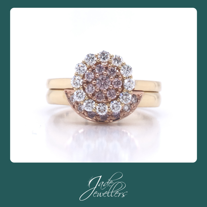 Custom Made 18ct Yellow & Rose Gold Pink Diamond Wedding Ring