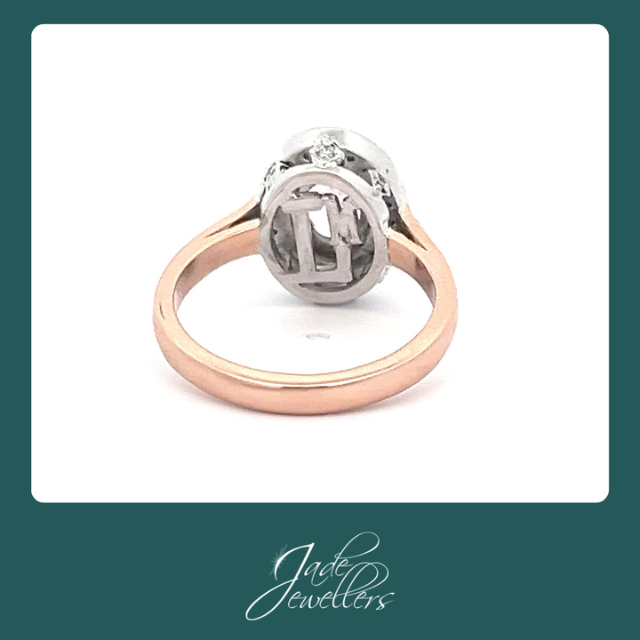 Custom Made 18ct White & Rose Gold Sapphire, Pink & White Diamond Ring