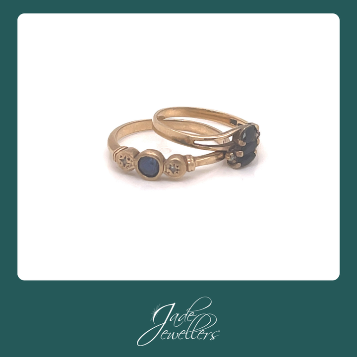 Custom Made 9ct Yellow Gold Sapphire & Diamond Ring