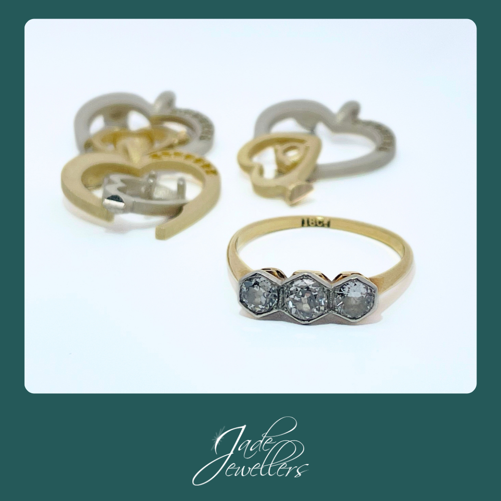 Custom Made 9ct Yellow & White Gold Diamond Heart Pendants