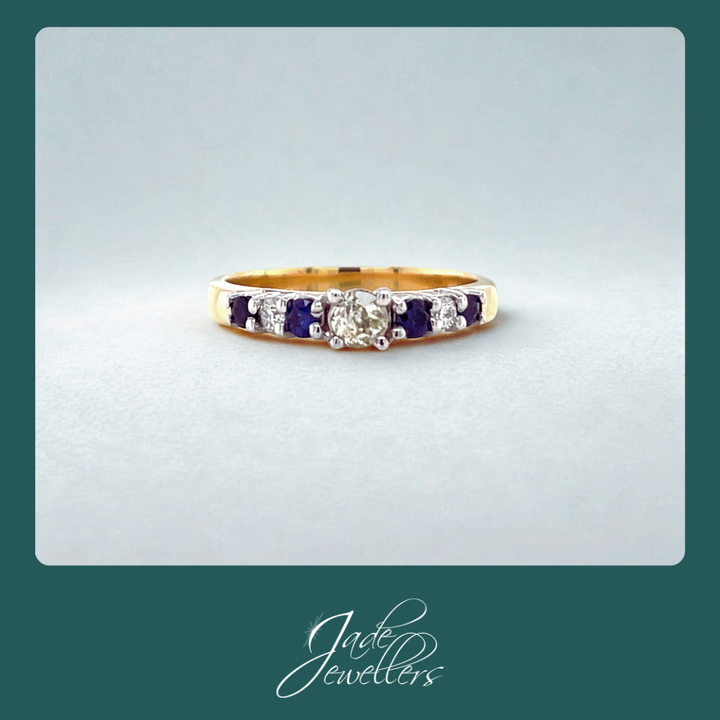 Custom Made 18ct Yellow Gold Sapphire & Diamond Ring