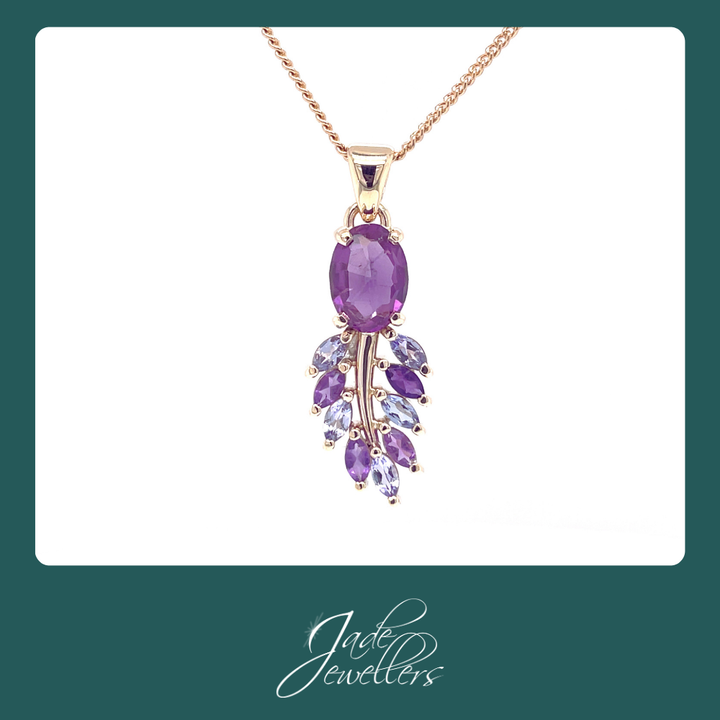 Custom Made 9ct Yellow Gold Amethyst Pendant