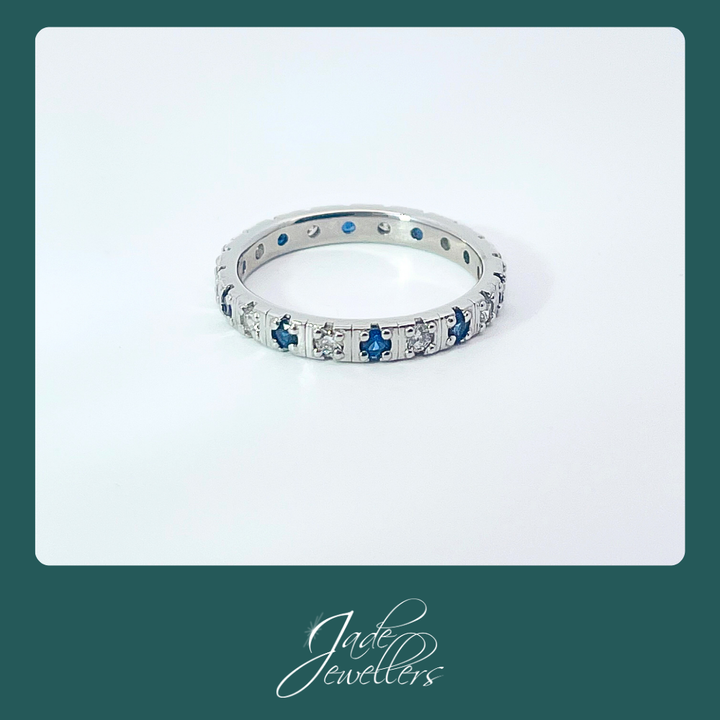 Custom Made 9ct White Gold Sapphire & Diamond Ring