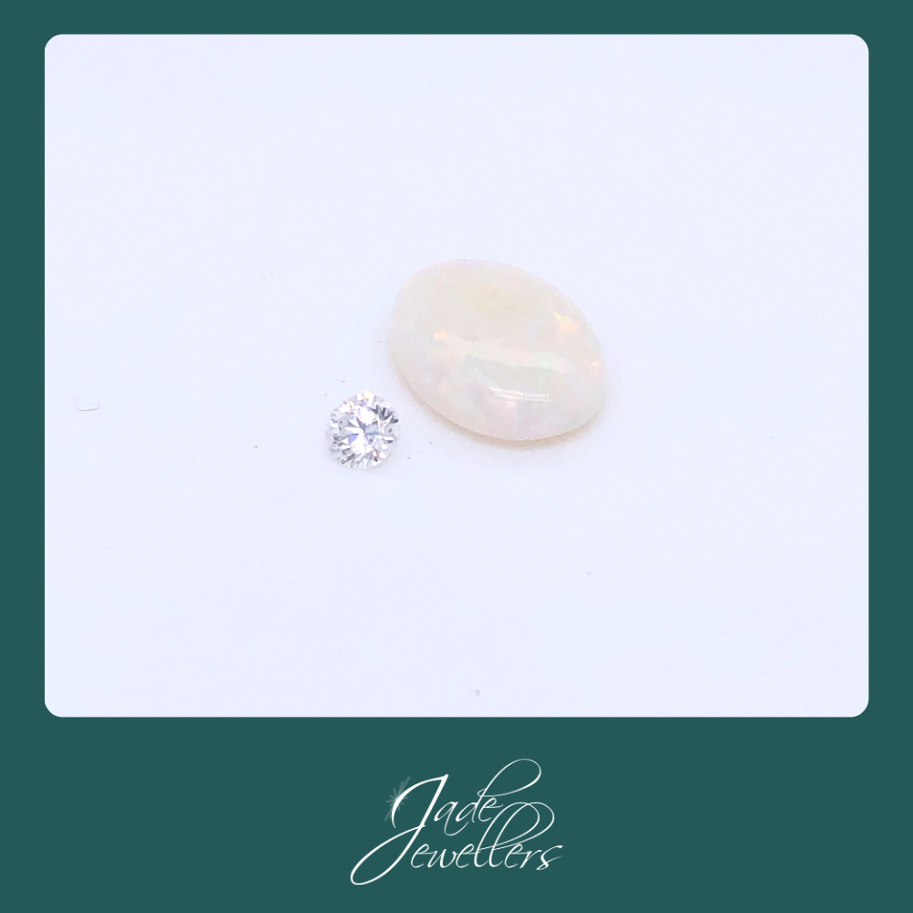 Custom Made 9ct Yellow Gold Opal & Diamond Pendant