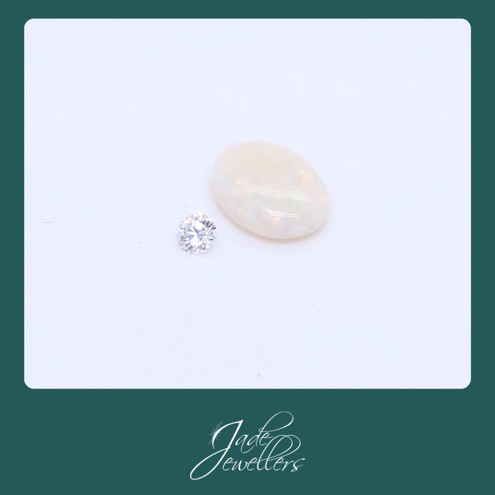 Custom Made 9ct Yellow Gold Opal & Diamond Pendant