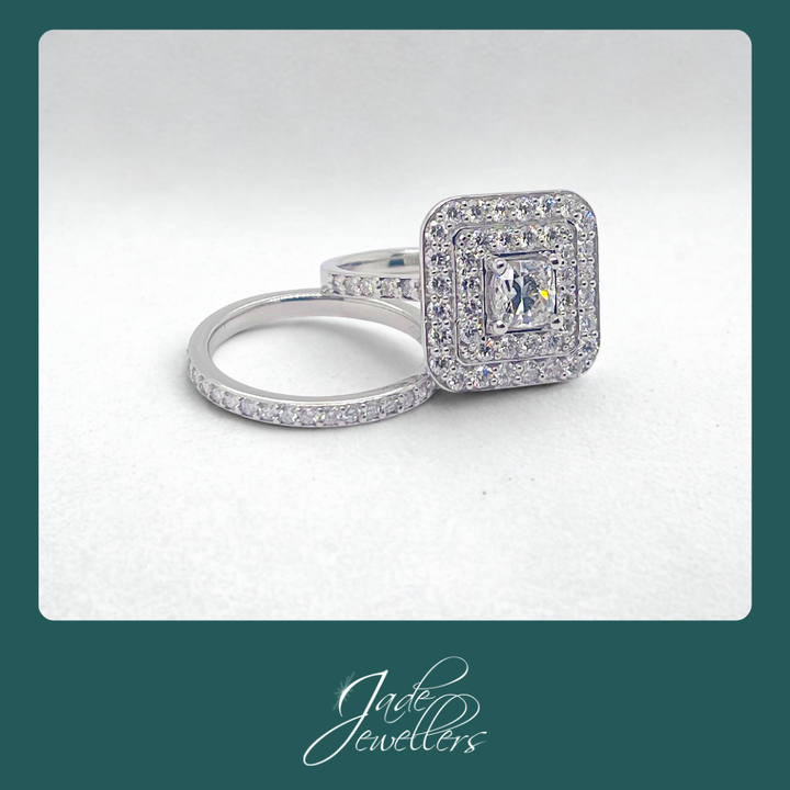 Custom Made 18ct White Golod Lab Grown Diamond Engagement & Wedding Ring