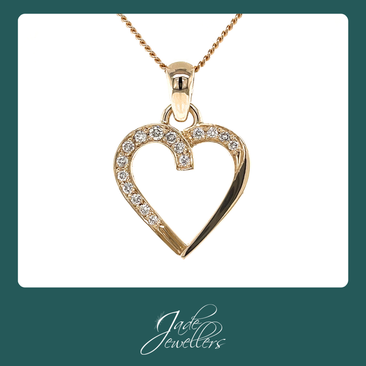 Custom Made 9ct Yellow Gold Diamond Heart Pendant