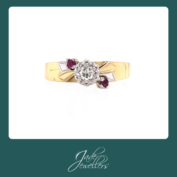Restored 9ct Yellow Gold Ruby & Diamond Ring