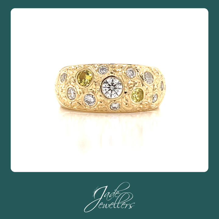 Custom Made 18ct Yellow Gold Sapphire & Diamond Ring