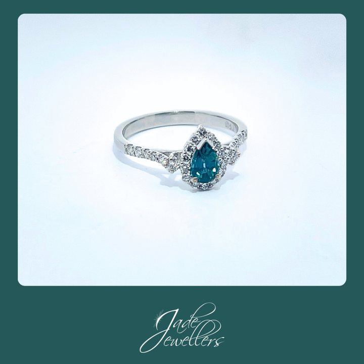 Custom Made 18ct White Gold Sapphire & Diamond Engagement Ring