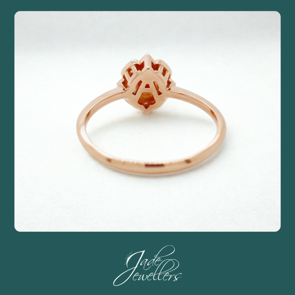 Custom Made 9ct Rose Gold Ruby & Diamond Ring With Hidden "A"