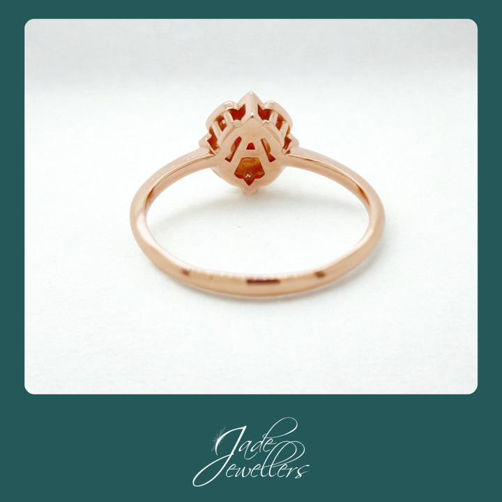 Custom Made 9ct Rose Gold Ruby & Diamond Ring With Hidden "A"