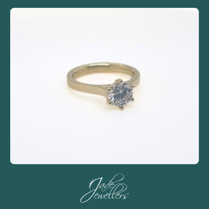 Custom Made 9ct Yellow Gold White Cubic Zirconia Ring