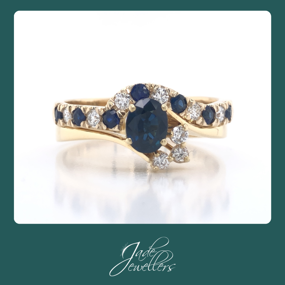 Custom Made 18ct Yellow Gold Sapphire & Diamond Fitted Wedding Ring