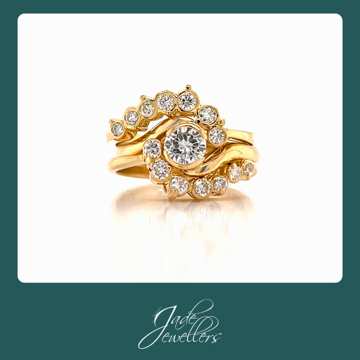 Custom Remake 18ct Yellow Gold Diamond Wedding Set