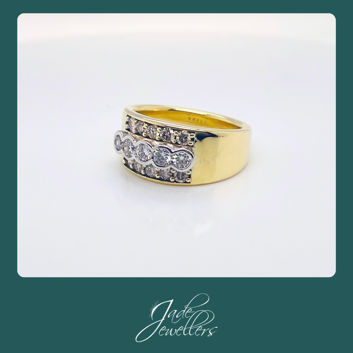 Custom Made 18ct Yellow & White Gold Diamond Ring