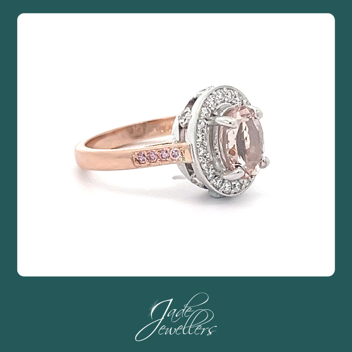 Custom Made 18ct White & Rose Gold Sapphire, Pink & White Diamond Ring