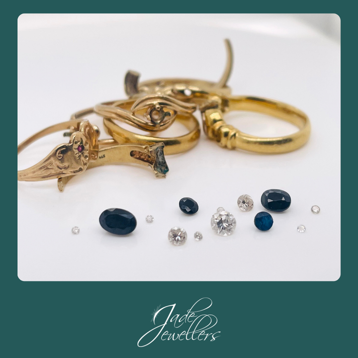 Custom Made 9ct Yellow Gold Sapphire & Diamond Ring