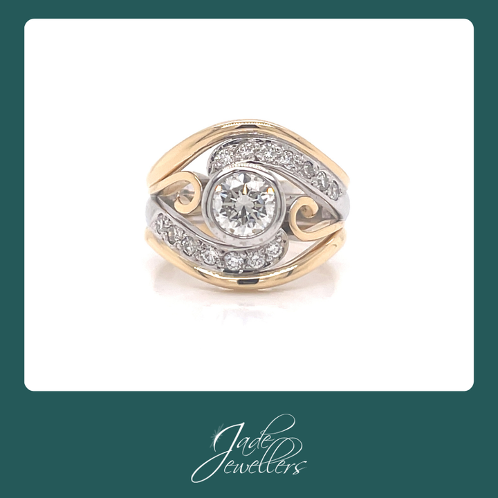 Custom Made 18ct Yellow & White Gold Diamond Wedding Set