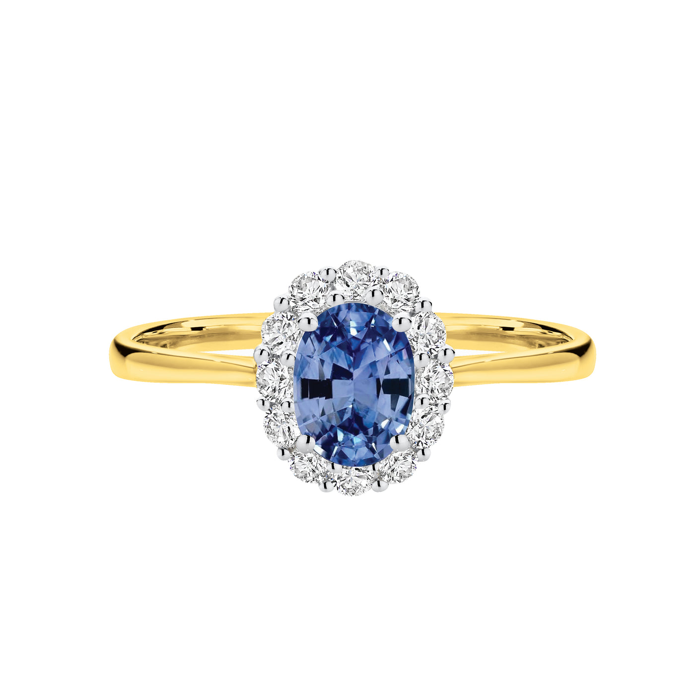 18ct White & Yellow Ceylon Sapphire & Diamond Ring
