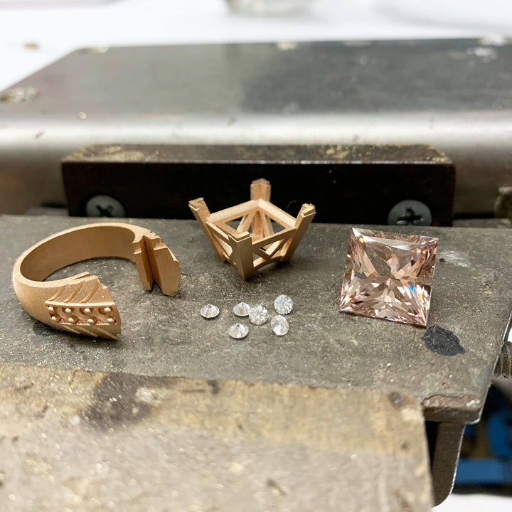 Custom Made 9ct Rose Gold Morganite & Diamond Ring