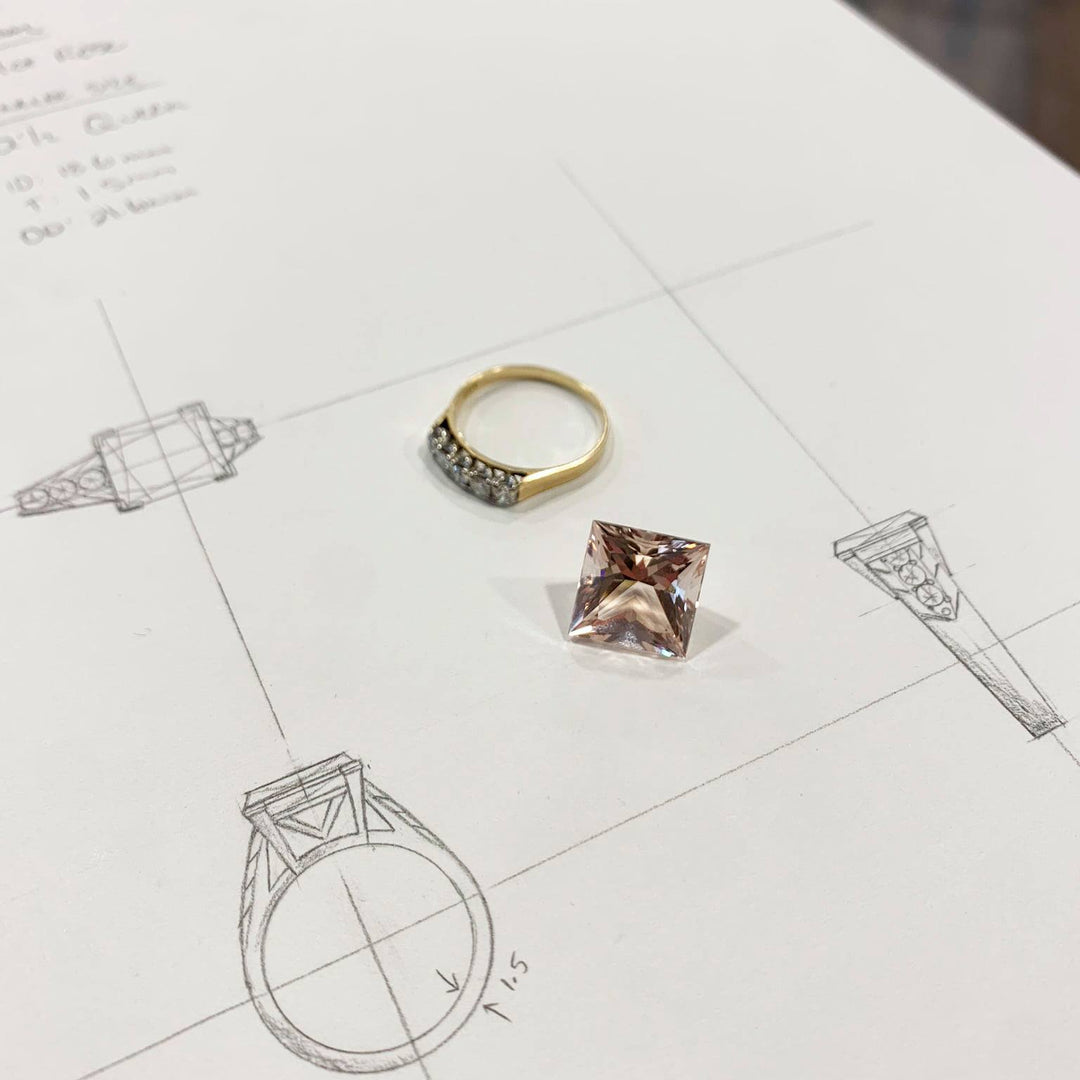 Custom Made 9ct Rose Gold Morganite & Diamond Ring