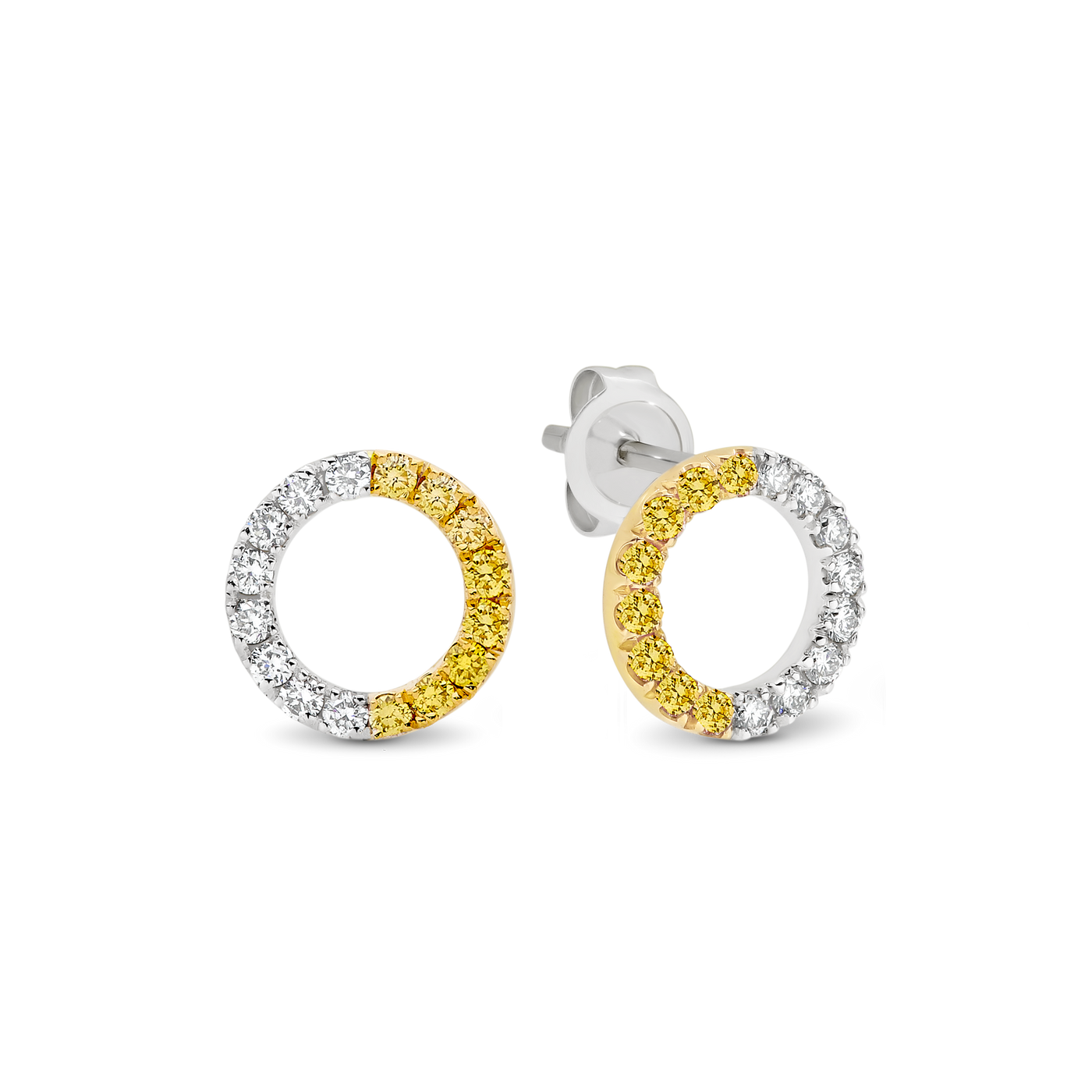 18ct White & Yellow Gold Diamond Halo Stud Earrings