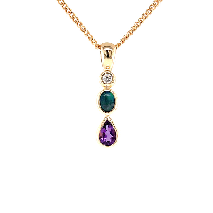 Custom Made 9ct Yellow Gold Multi Stone Pendant