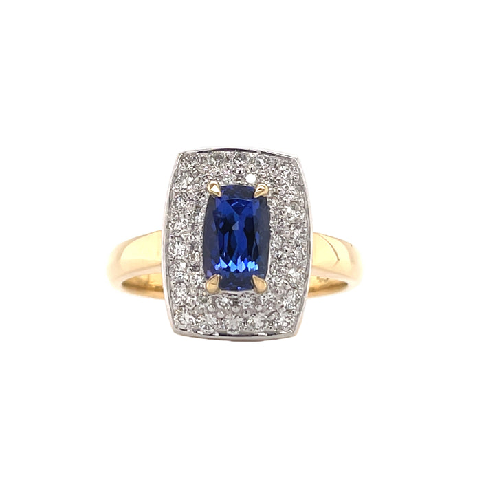 Custom Made 18ct Yellow & White Gold Tanzanite & Diamond Ring