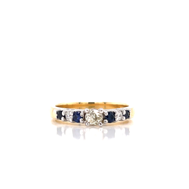 Custom Made 18ct Yellow Gold Sapphire & Diamond Ring