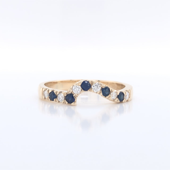 Custom Made 18ct Yellow Gold Sapphire & Diamond Fitted Wedding Ring