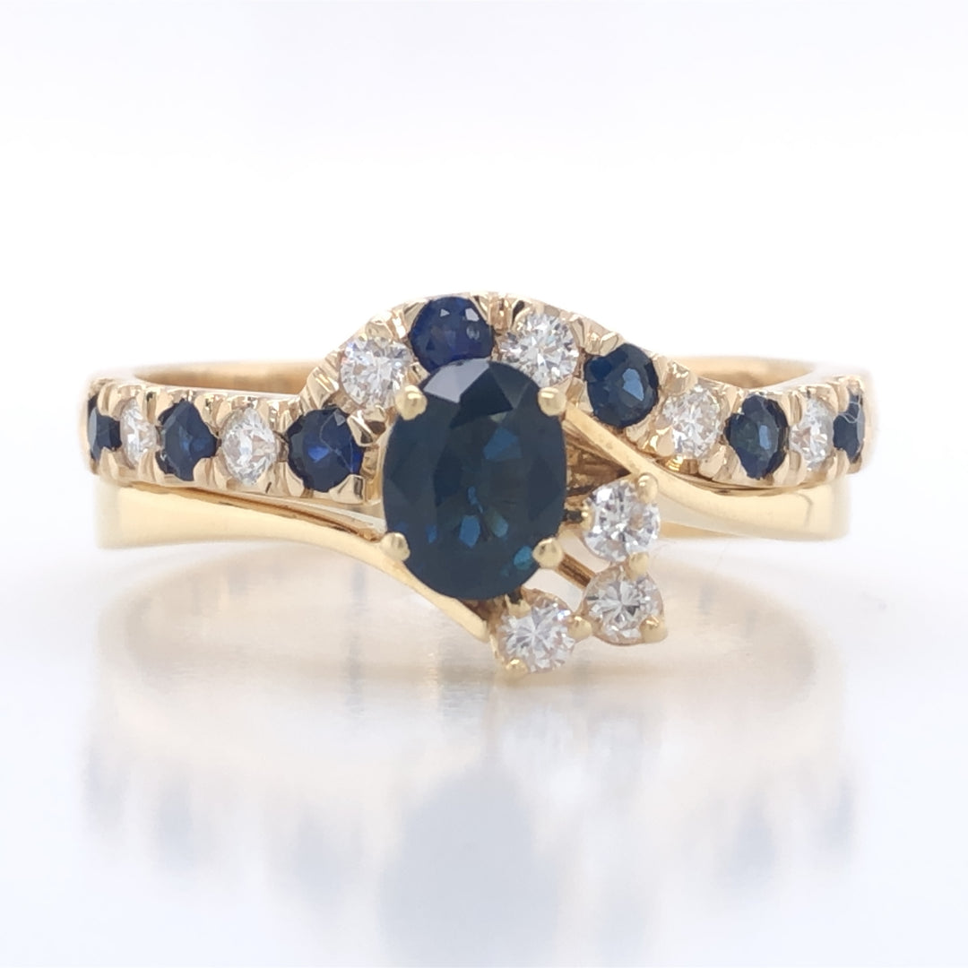 Custom Made 18ct Yellow Gold Sapphire & Diamond Fitted Wedding Ring
