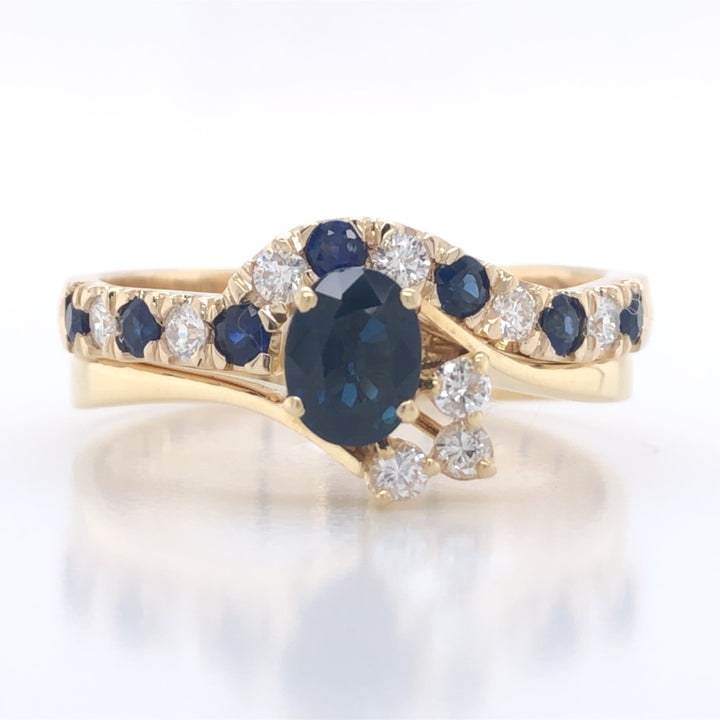 Custom Made 18ct Yellow Gold Sapphire & Diamond Fitted Wedding Ring