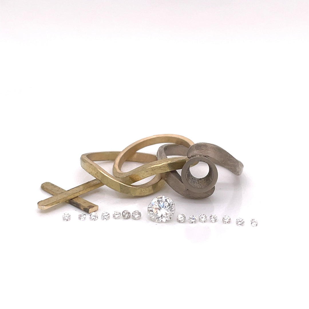 Custom Made 18ct Yellow & White Gold Diamond Wedding Set
