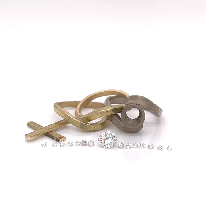 Custom Made 18ct Yellow & White Gold Diamond Wedding Set
