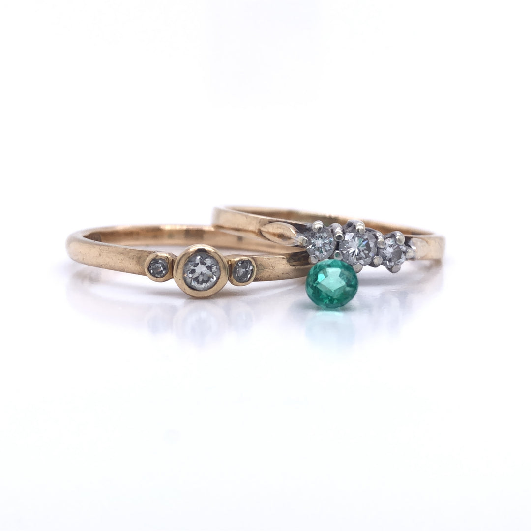 Custom Made 9ct White & Rose Gold Emerald, Amethyst & Diamond Ring