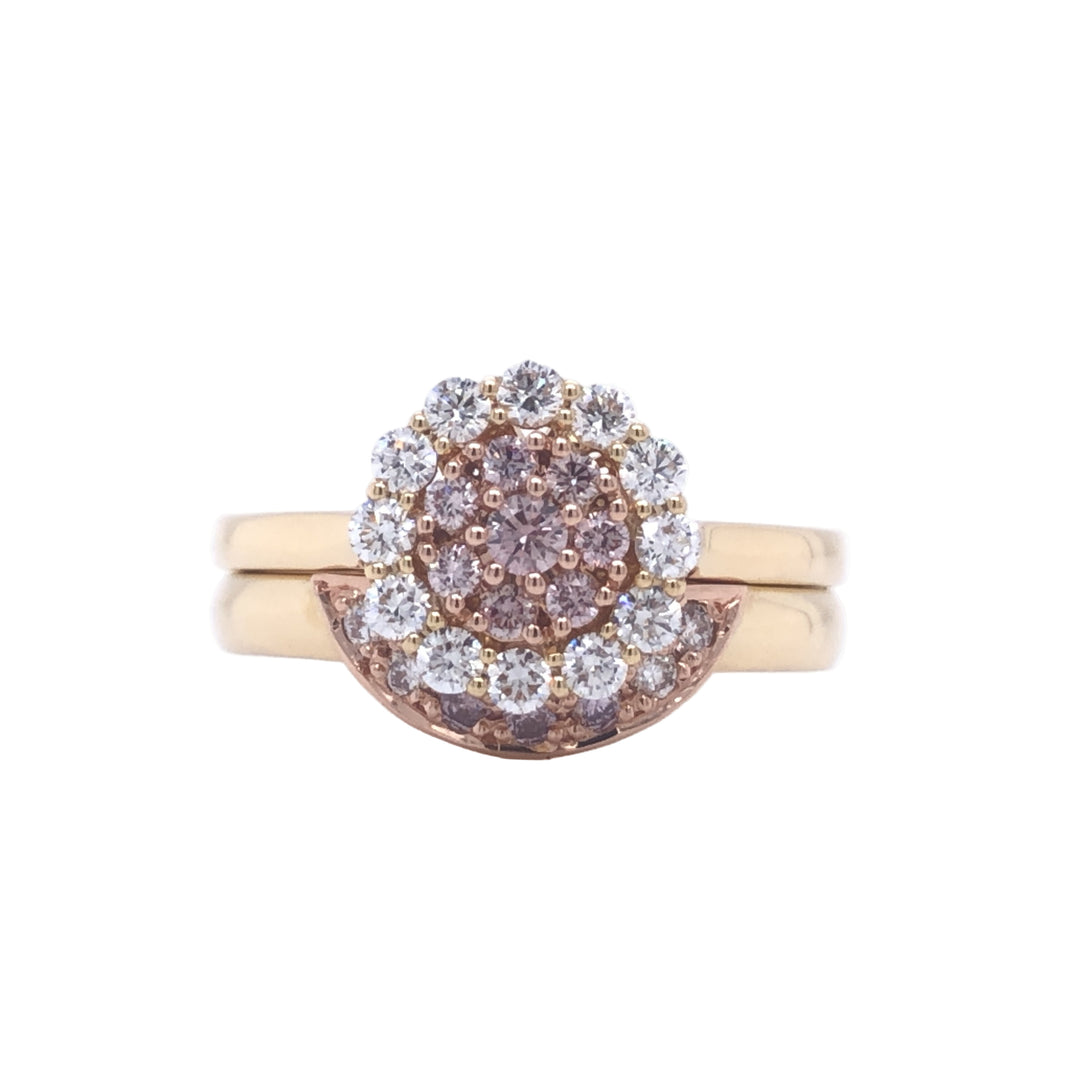 Custom Made 18ct Yellow & Rose Gold Pink Diamond Wedding Ring